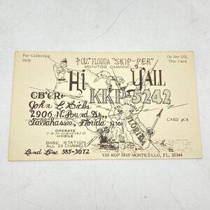 Vtg Ham Radio CB Amateur QSL Card Postcard Tallahassee FL‎ 1960's KKP-5242